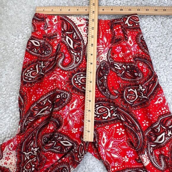 Free People Wide Leg Red Paisley Pants NO BELT - Picture 7 of 9